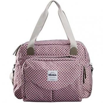 BÉABA – Bolso Carro bebé Genève II, Cambiador de Pañales Modulable, Gran Capacidad, Bolsillo Delantero Extraíble, Play Print Marsala