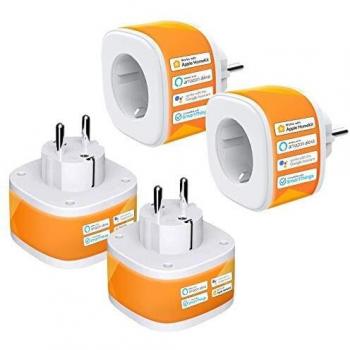 Enchufe Inteligente Wi-Fi Smart Plug 16A 3680W, Compatible con Apple HomeKit, Alexa Echo y Google Assistant. Control Remoto eHomeLife App.Paquete de 4.