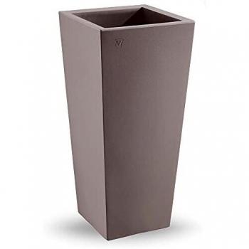 Jarrón Alto Cuadrado de Resina 'Génesis' Taupe - 100 cm