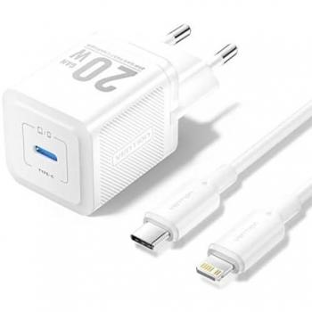 Cargador de Pared Gan Vention 20W con 1xUSB Tipo-C y Cable Lightning incluido
