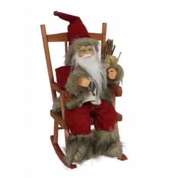 Figura decoración Navidad Santa Claus mecedora 35 cm