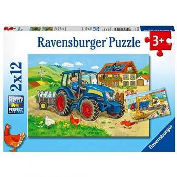 Puzzle Ravensburger Infantil - Construcción y Granja, 2 x 12 Piezas
