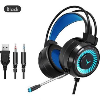 Auriculares Gaming Estéreo con Cable, Sonido Envolvente, Micrófono USB y Luz Colorida para PC y Portátil