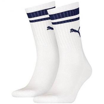 Puma Crew Heritage Stripe 2P, Calcetines unisex, Blanco, 35-38