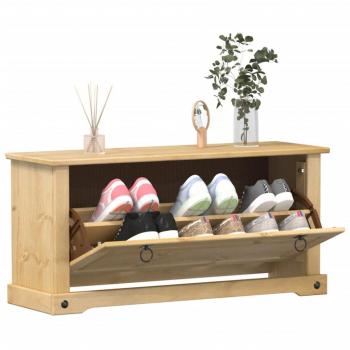 Zapatero Corona de madera maciza de pino 99x32x47 cm