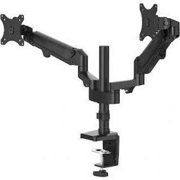 Soporte monitor Hama Holder, de 13 a 32, con 2 brazos, VESA, inclinación +45°/-45°, giro 180°, hasta 12kg, altura ajustable, color negro
