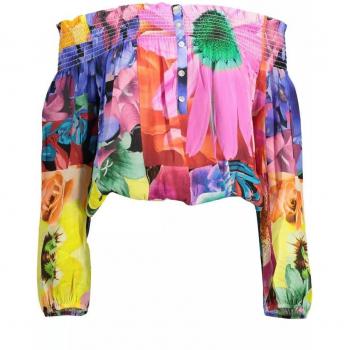Desigual Pink Long-Sleeved Viscose T-Shirt with Contrasting Details - XXL