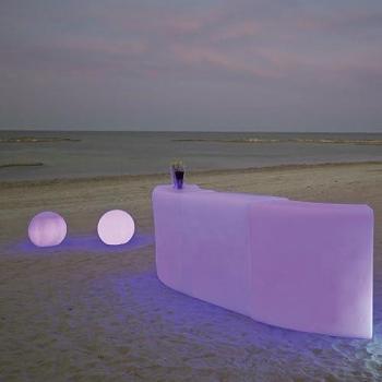 Barra de Bar Curva Newgarden IBIZA con Luz LED por Cable y Carga Solar o Batería, Resistente para Exterior e Interior, Fabricada en Polietileno en España, Varios Acabados