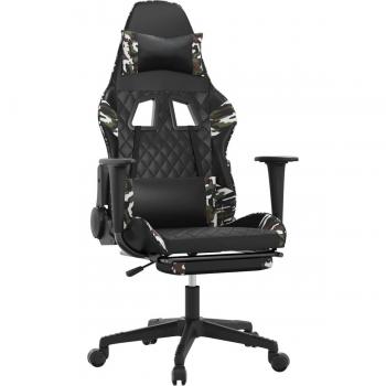 vidaXL Massage Gaming Chair with Footrest in Black and Camouflage Faux Leather