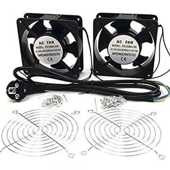 powergreen RAC-00003-ST Doble Ventilador de 12 Cm para Armario Rack