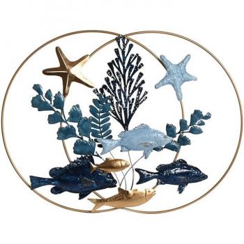 Decoración de Pared Metal Peces Azul 83 x 6 x 63 cm