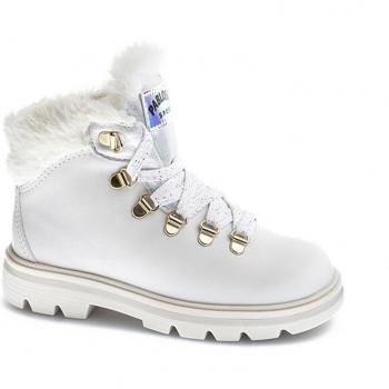 Pablosky - Botas de niña tipo trekking con collarín de pelo y cordones