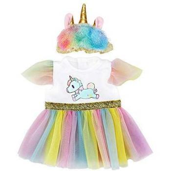 ZWOOS Ropa para Muñecas bebé, Vestido de Unicornio con Diadema para Muñecas 35-43 cm