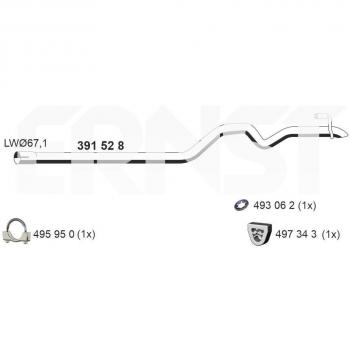 Tubo de escape ERNST 391528 para MERCEDES-BENZ Sprinter 3.5-T con salida trasera