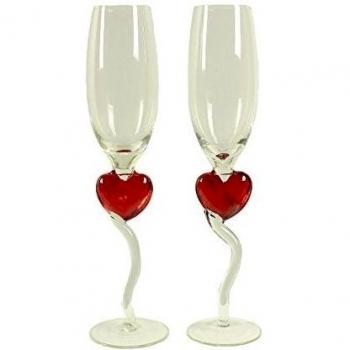 HAAC - Juego de 2 copas de champán con corazón corazones 200 ml tamaño 24 cm x 6,5 cm x 6,5 cm para enamorados Navidad Navidad