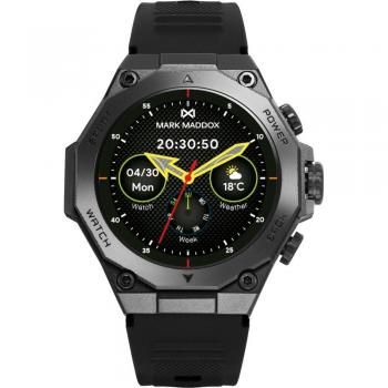Reloj de hombre Mark Maddox HS2003-50 Smart de metal negro con bisel negro y correa de silicona negra