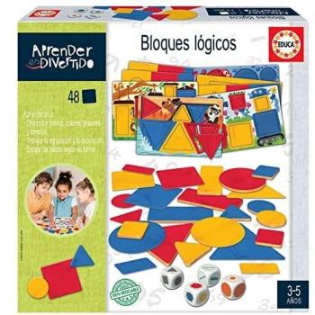 Educa - Aprender es Divertido Bloques Lógicos, 48 Figuras de 4 Formas Distintas. Juego Educativo para