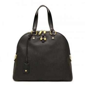 Yves Saint Laurent YSL bolso grande de piel negro Muse Top Mango Bolsa de hombro 368220