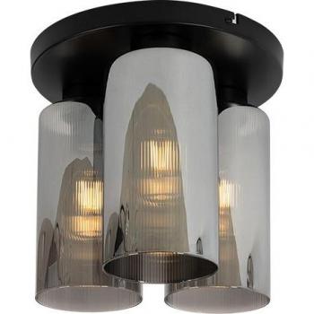 Lámpara de techo Art Déco negra con cristal ahumado 3 luces - Laura