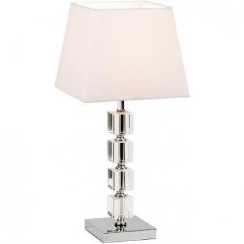 Lámpara de mesa Murford - Acrílico transparente, pantalla de tela blanca Tc, casquillo E14