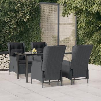 5-Piece Dark Gray Poly Rattan Garden Dining Set
