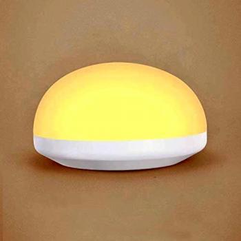 OOWOLF Lampara Noche Táctil LED, Lampara Nocturna Infantil USB Recargable Con Blanco Cálido Ajustable Lámpara de Mesilla Resistente a Caída Portátil
