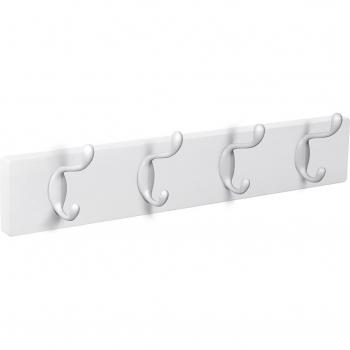 Percha de Pared de Madera Blanca con 4 Ganchos Blancos
