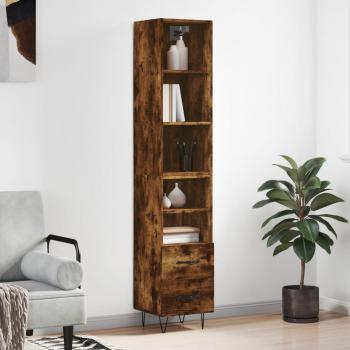 Aparador de madera contrachapada roble ahumado 34,5x34x180 cm vidaXL