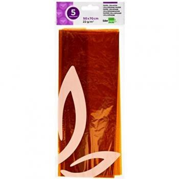PAPEL CELOFAN LIDERPAPEL 50X70 CM 22G/M2 BOLSA DE 5 HOJAS AMARILLO