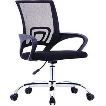vidaXL Silla de Oficina con Respaldo Malla y Tela Mobiliario Funcional Diseño Elegante Práctica Cómoda Asiento Tela Acolchada Giratoria Útil Negra