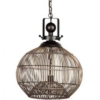 Adda Home Lámpara Techo Metal 46x46x165 Cm Dorado/Negro Iluminación Hogar