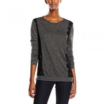 Esprit mit schönen Details-Camiseta manga larga Mujer,    Gris