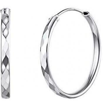 Silvora Pendientes Medianos de Aros Plata de Ley 30mm Pendientes de Plata para mujer Novia Madre
