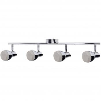 Foco de Techo Cuádruple LED Chromey en Barra Cromada 3000K, Integrado y Ajustable para Pared y Techo