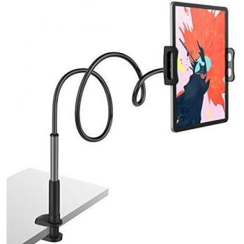 TRYONE Soporte Tablet Móvil Multiángulo - Soporte con Brazo de Cuello de Cisne para Serie iPad/Nintendo Switch/Samsung Galaxy Tabs/Huawei Mediapad/Kindle Fire y Más, 95cm de Longitud en Total