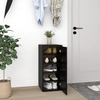 Mueble zapatero de aglomerado negro 32x35x70 cm