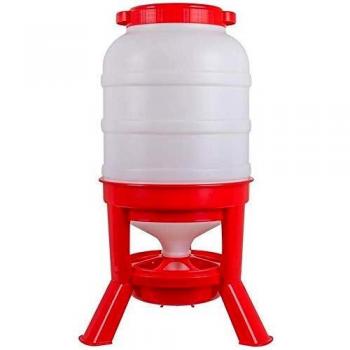 Gaun Suministros Para Jaulas Alimentador De Aves De Corral Con Piernas 40 Litros Tolva Roja