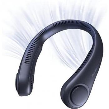 JISULIFE Ventilador de Cuello Portátil, 4000 mAh Ventilador Cuello USB Recargable con, Ventilador de Cuello Colgante Sin Hojas con 3 Velocidade-Azul