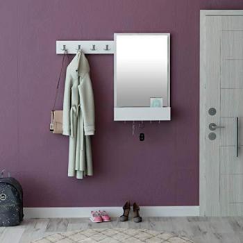 Homemania - Mueble de Entrada Avalon, de Madera, Color Blanco y Cromado, 108 x 12 x 85 cm