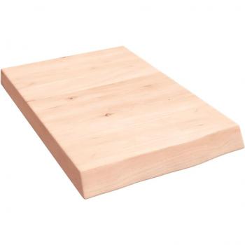 Estante de pared de madera maciza de roble tratada 40x60x(2-6) cm en color Natural, Marrón claro y Marrón oscuro - Mueble de Almacenaje Estantería para Oficina, Estudio