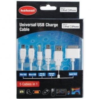 Hähnel 5in1 USB Cable - Cable de conexión al ordenador para reproductor MP3, blanco