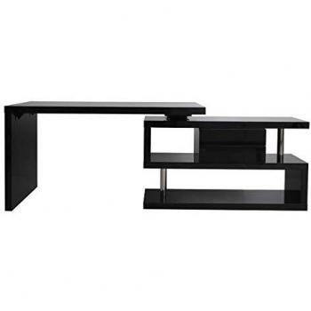 Escritorio moderno modular con almacenaje 2 cajones amovible lacado negro MAX