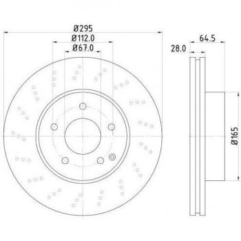 Disco de freno HELLA PRO Alta Carbono 8DD 355 128-801 para MERCEDES-BENZ Clase C Berline, Clase C Break, Clase C Coupe