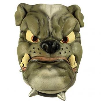 Máscara de Bulldog de Látex Resistente, Pintada a Mano, Talla Única Adulto - Línea Animales para Halloween y Fiestas de Disfraces
