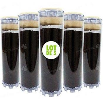Kit de 5 Cartuchos de Carbón Activado 9'3/4 para Filtro de Agua - Eliminación de Cloro, Mal Sabor y Olores