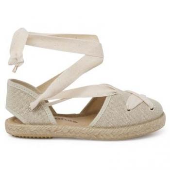 Alpargatas Goyescas de Niña con Tiras Cruzadas - Color Crudo, Talla 24