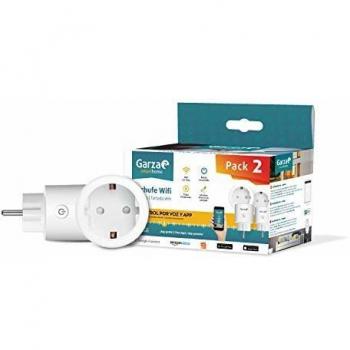Garza Smart - Pack de 2 Enchufes Wifi Inteligentes, Programables, Wifi 2.4GHz, Con medidor de consumo, Control remoto por app y por voz Alexa/Google, Blancos