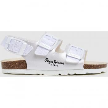 Pepe Jeans - Sandalias de niña Oban Bay blancas con doble cierre de hebilla