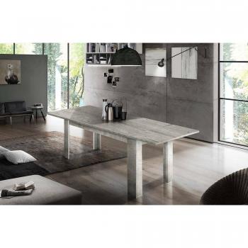 Mesa Extensible Moderna Dkouamé, Consola Extensible hasta 12 Plazas, 100% Made in Italy, 160/210x90h75 cm, Cemento