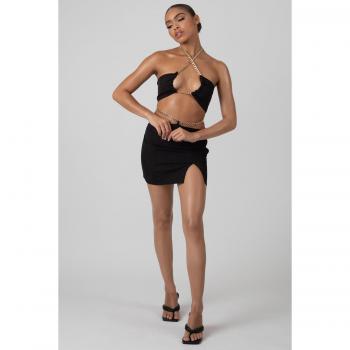 Chain Waist Mini Skirt Black UK 16